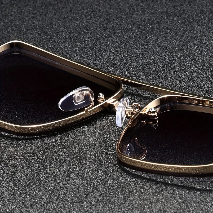 Andorra Men's Glasses: Retro Double Bridge Square Frame - Timeless and Versatile Style