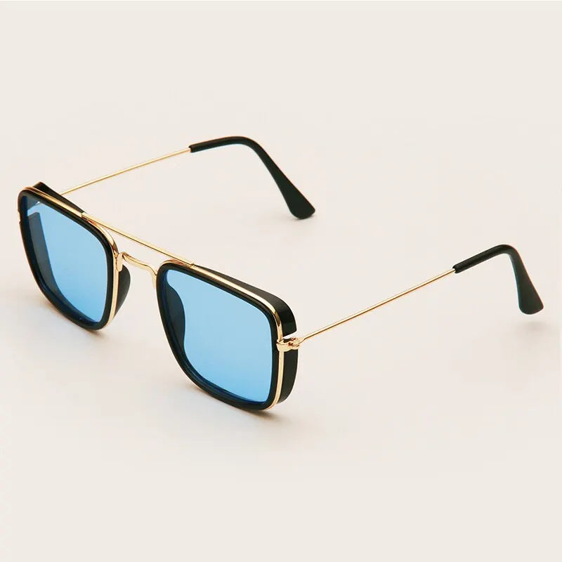 Houston Men's Vintage Square Sunglasses - Metal Small Frame with UV Protection