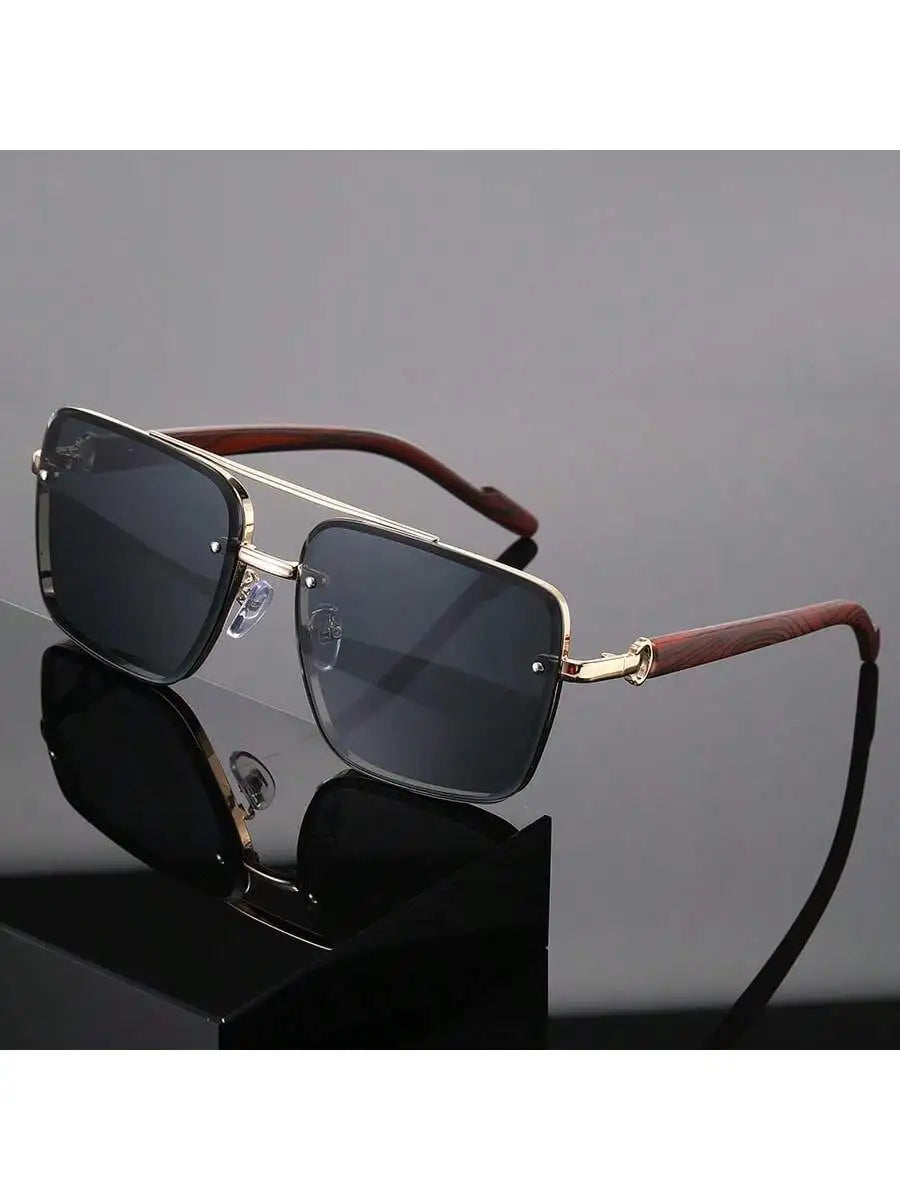 Andorra Men's Glasses: Retro Double Bridge Square Frame - Timeless and Versatile Style