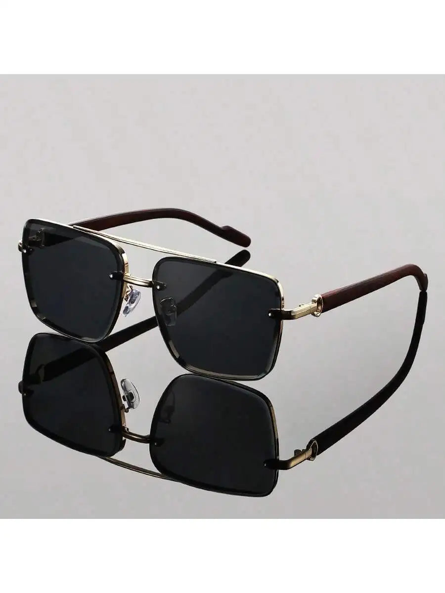 Andorra Men's Glasses: Retro Double Bridge Square Frame - Timeless and Versatile Style