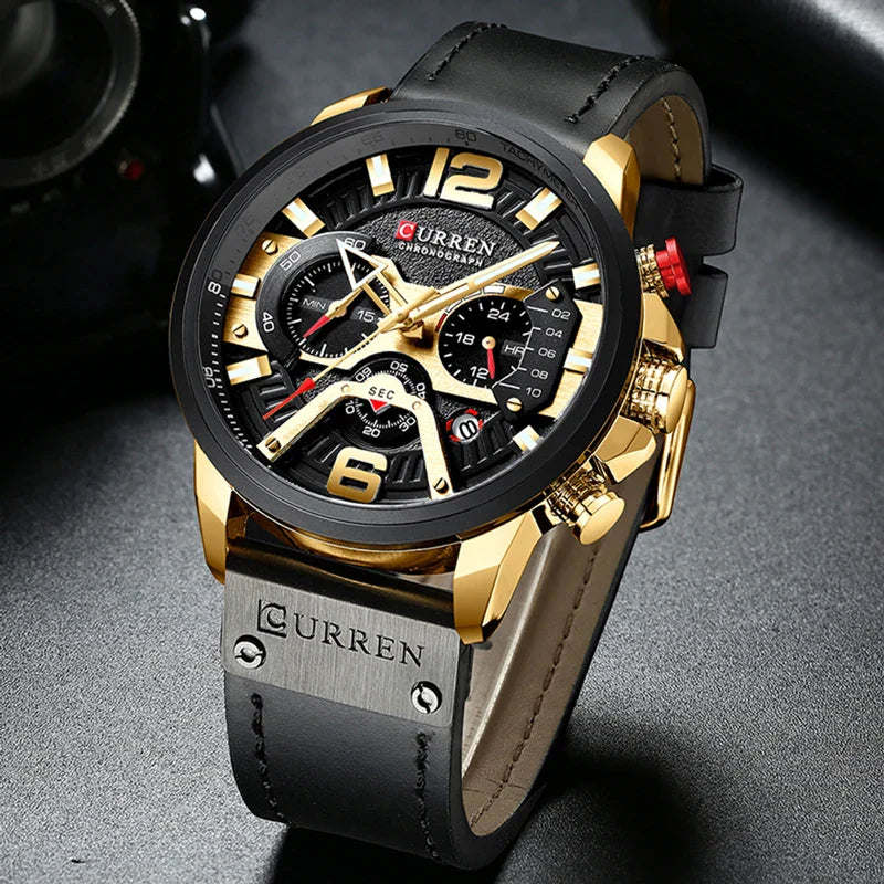 Alder Men's Luxury Chronograph Watch | Casual Sport Style with Military Leather