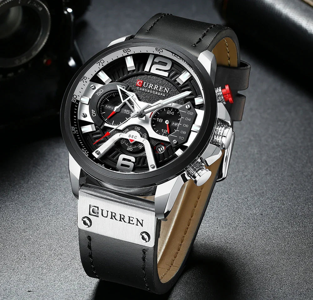 Alder Men's Luxury Chronograph Watch | Casual Sport Style with Military Leather