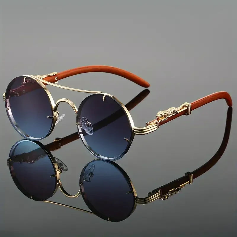 Comoros Vintage Round Sunglasses - Men's Double Bridge Multicolor Shades for Women - Retro Luxury Fashion