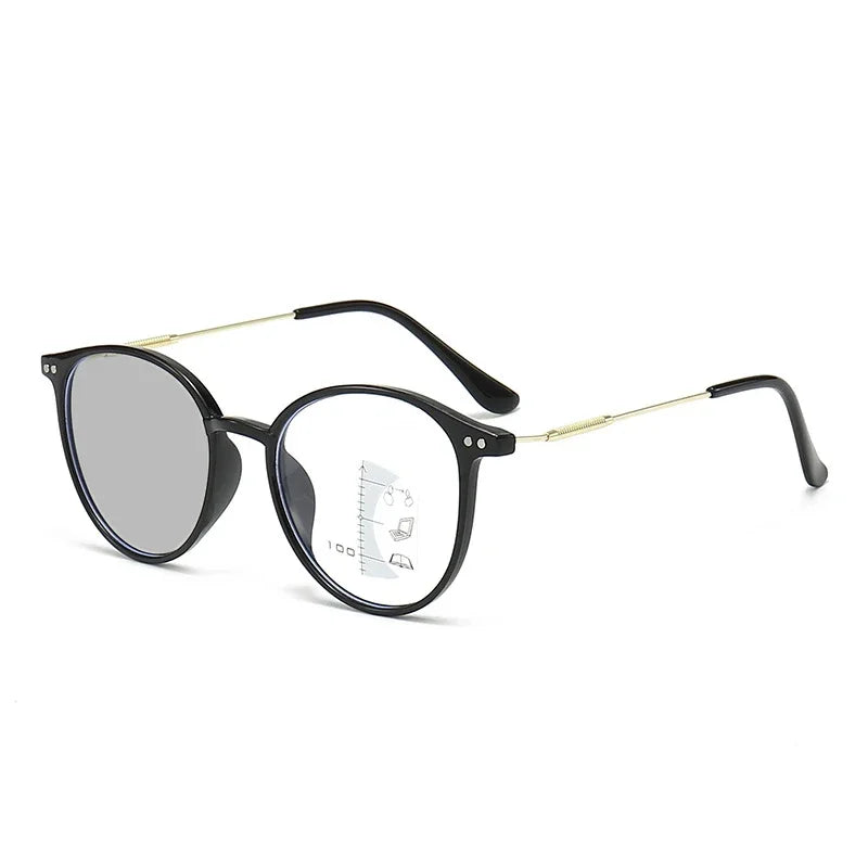 Blaise | Men's Lightweight Round Frame Progressive Multifocal Photochromic Reading Glasses