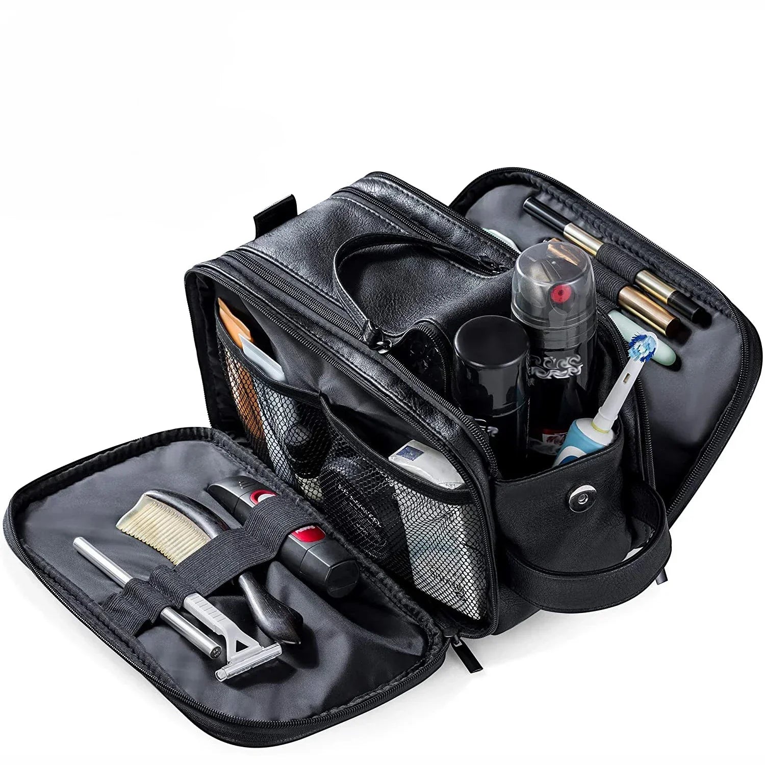 Men's Leather Travel Organizer - Waterproof Executive Toiletry Bag