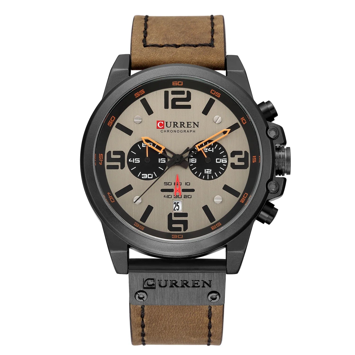 Juniper Men's Premium Leather Quartz Watch - Waterproof Six-Hand Date Casual Fashion Timepiece