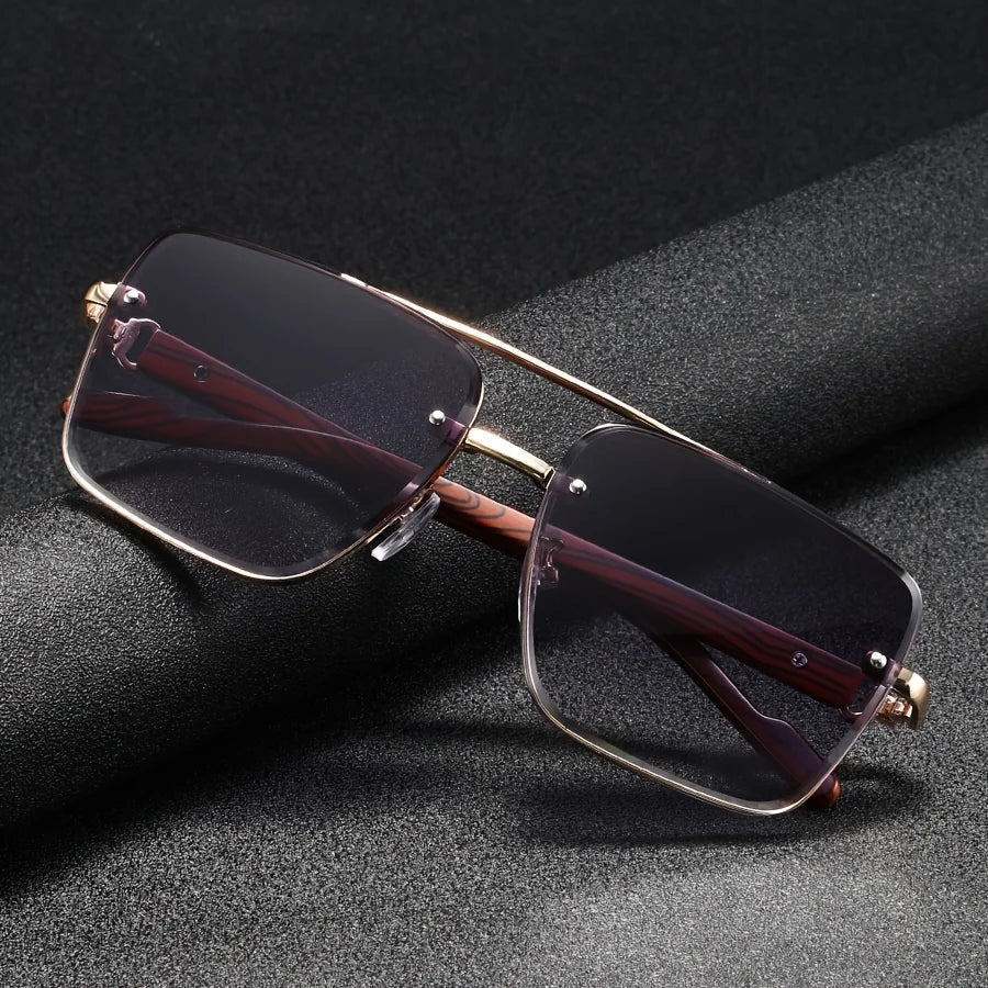 Andorra Men's Glasses: Retro Double Bridge Square Frame - Timeless and Versatile Style