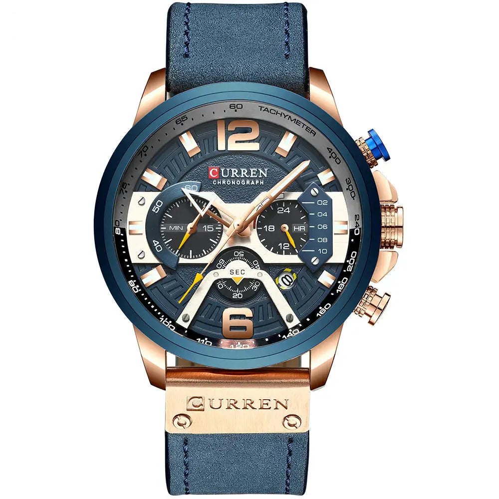 Alder Men's Luxury Chronograph Watch | Casual Sport Style with Military Leather