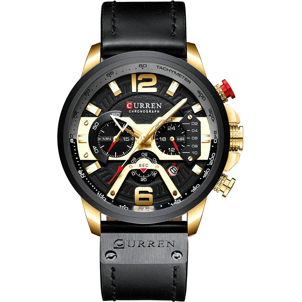 Alder Men's Luxury Chronograph Watch | Casual Sport Style with Military Leather