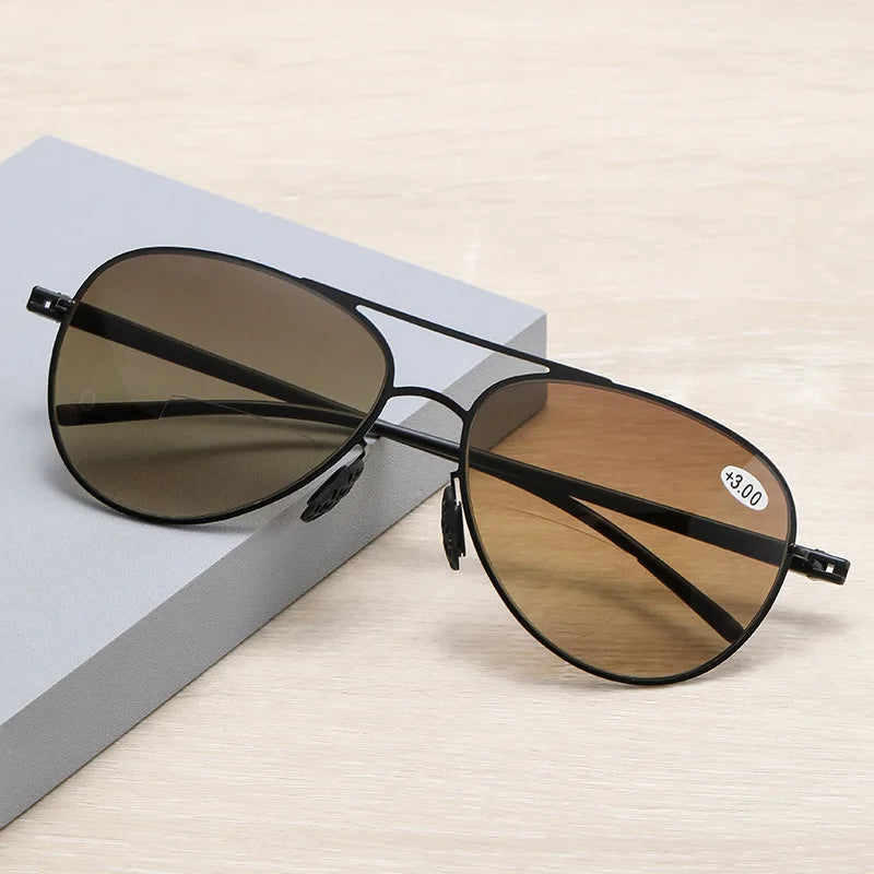 Aristotle Men's Bifocal Reading Glasses - Stylish Double Bridge Sunglasses for Clear Vision at Any Distance