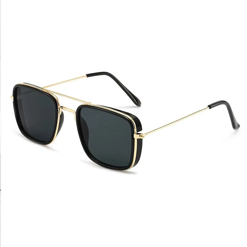 Houston Men's Vintage Square Sunglasses - Metal Small Frame with UV Protection