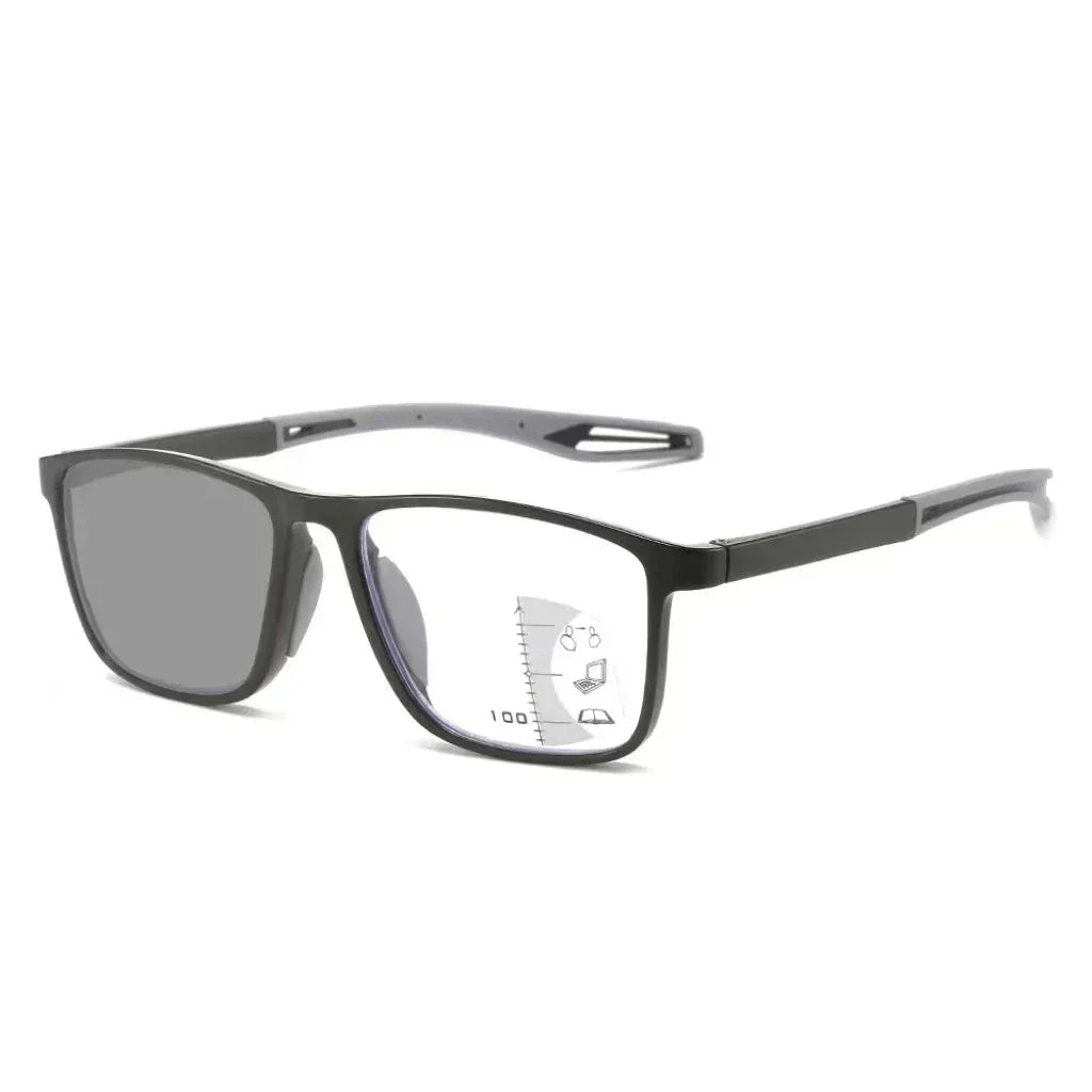 Clement Men's Progressive Multifocal Photochromic Reading Glasses - Anti-Blue Light TR90 Eyewear