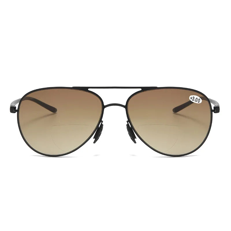 Aristotle Men's Bifocal Reading Glasses - Stylish Double Bridge Sunglasses for Clear Vision at Any Distance