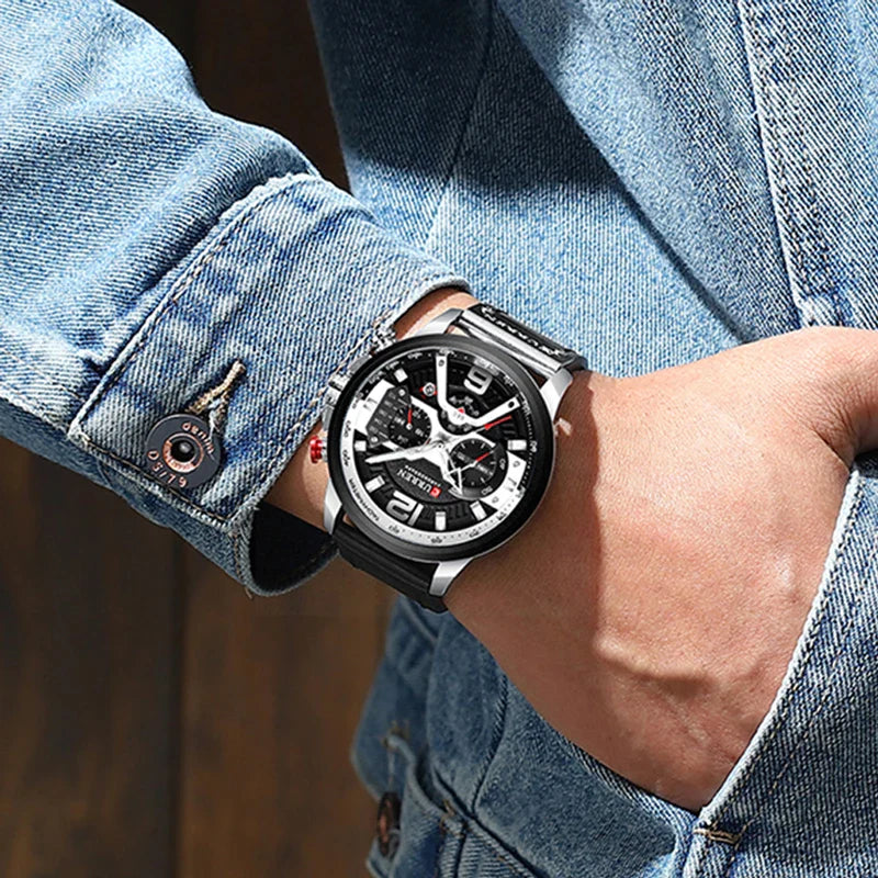 Alder Men's Luxury Chronograph Watch | Casual Sport Style with Military Leather