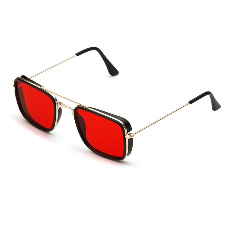 Houston Men's Vintage Square Sunglasses - Metal Small Frame with UV Protection