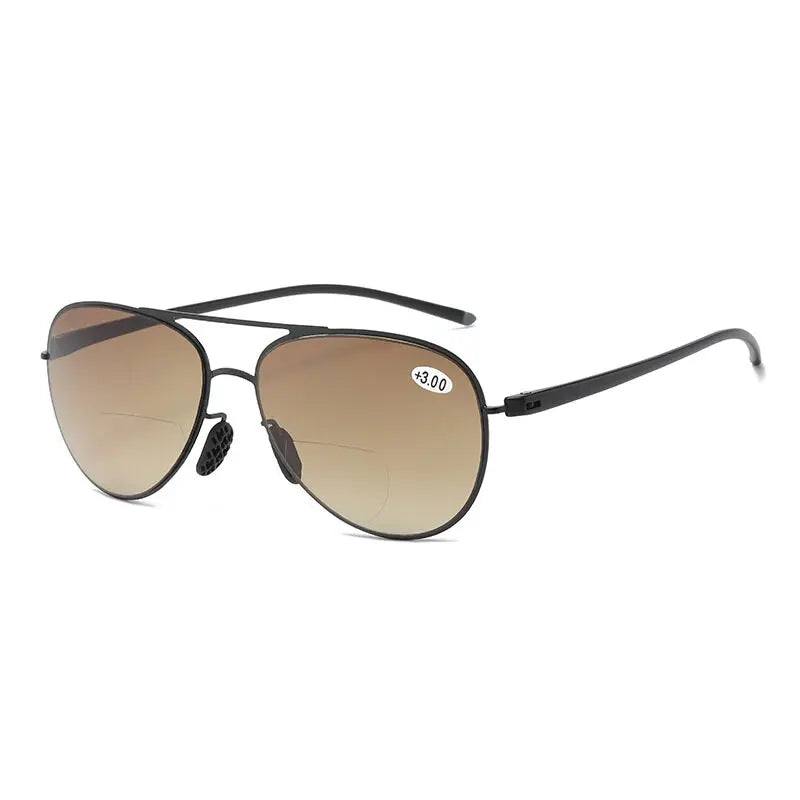 Aristotle Men's Bifocal Reading Glasses - Stylish Double Bridge Sunglasses for Clear Vision at Any Distance