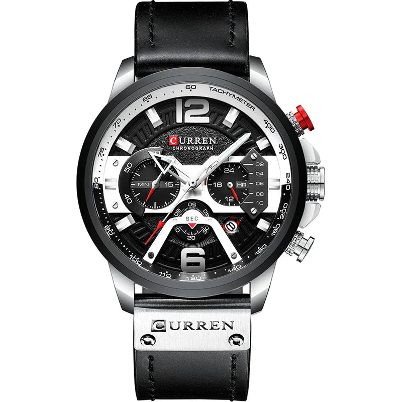 Alder Men's Luxury Chronograph Watch | Casual Sport Style with Military Leather